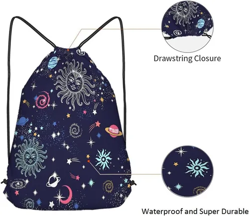 Vista 5 de Beabes Bohemia Retro Rayas Cordón Bolsas Mochila Gimnasio Bolsa con Cordón, Multi-a111, Mochilas de viaje