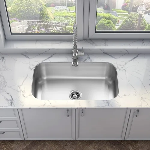 Vista 14 de Sinber HU1517S-S Fregadero de cocina de un solo compartimento bajo encimera de 16" x 18" x 8" con acero inoxidable 304 calibre 18 acabado satinado