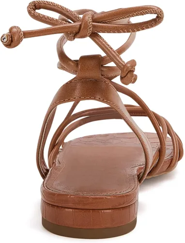 Vista 5 de Ermonn Sandalias planas con cordones para mujer con tirantes y punta abierta, tirantes cruzados y casuales de verano