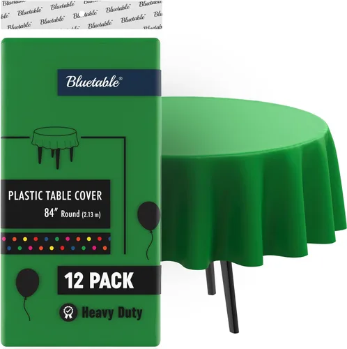 Vista 10 de Bluetable Mantel de plástico desechable rectangular negro (paquete de 12) a granel, mantel ultra resistente (54 x 108 pulgadas), mesas de 6 pies u 8