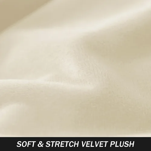 Vista 4 de Fundas elásticas para sillas de comedor, fundas protectoras de asiento extraíbles de terciopelo suave para silla Parson (2, beige)