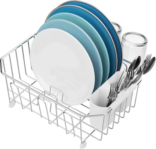 Vista 9 de GSlife Escurridor de platos pequeño en el fregadero, escurridor de platos compacto para fregadero de cocina y apartamento, resistente a