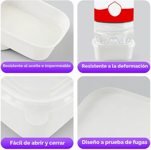 Vista 3 de Paquete de 50 ensaladeras desechables con tapas, 25 onzas