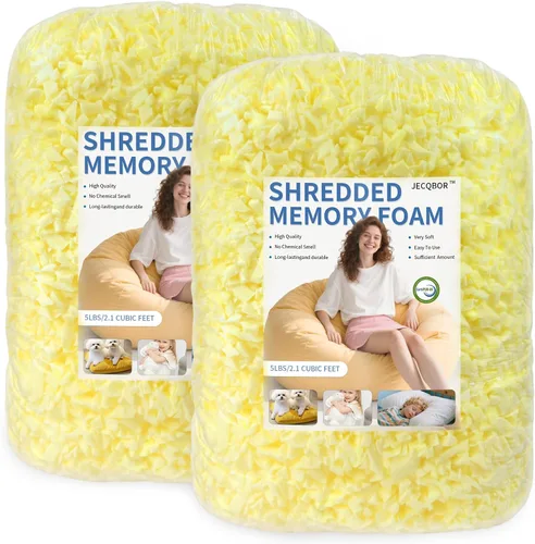 Vista 12 de Relleno de puf, relleno de espuma viscoelástica triturada de 5 libras, relleno de almohada suave para sofá, cojín, animales de peluche, cama
