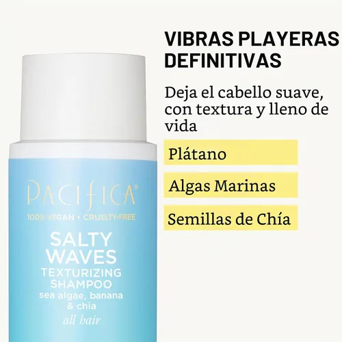 Vista 2 de Pacifica Salty Waves - Champú texturizante, textura playera, aspecto desordenado, estilos de cabello, cuidado hidratante del cabello con vitamina B