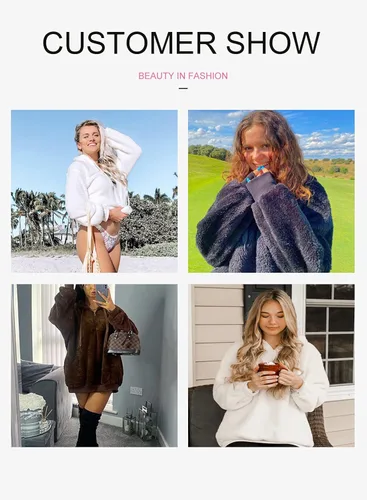 Vista 5 de Dokotoo - Sudadera con capucha para mujer, mullida, cálida, casual, holgada, con bolsillos, ropa de exterior, tallas S-XXL