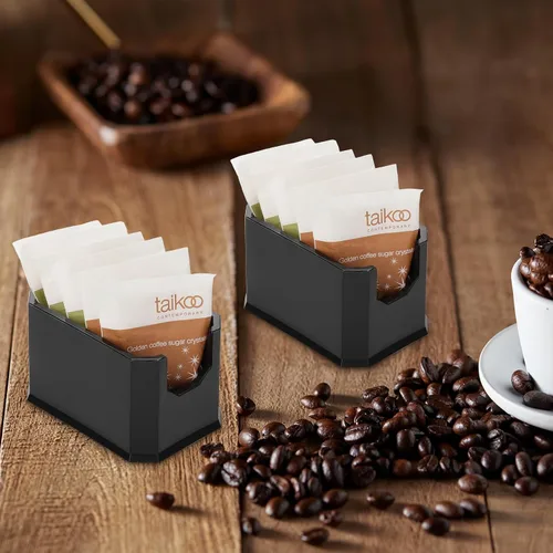 Vista 8 de ELLDOO Juego de 4 soportes para paquetes de azúcar, organizador de azúcar para cocina, azucarero acrílico para restaurante, organizador de bolsas