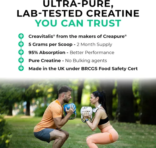 Vista 6 de Love Life Supplements Creavitalis® creatina monohidrato en polvo 10.58 oz, 60 porciones, micronizado, sin sabor, vegano, crecimiento muscular