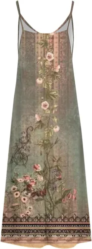 Vista 4 de Ceboyel Vestido largo de verano con tirantes delgados florales para mujer, vestido largo de verano con cuello en V, sexy, bohemio, ropa de playa