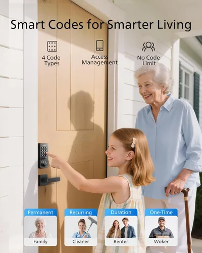 Vista 5 de Cerradura de puerta con teclado WiFi Philips con asa, WiFi incorporado, control remoto por APP, desbloqueo por voz y huellas dactilares, cerraduras