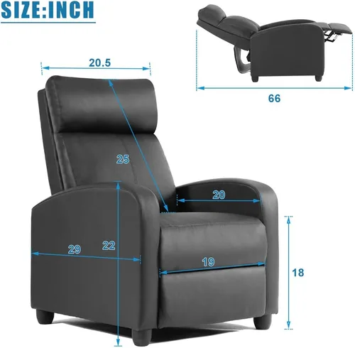 Vista 2 de Silla reclinable para sala de estar, sofá reclinable de masaje, asiento de cine en casa, moderna silla reclinable Winback, sofá individual, silla