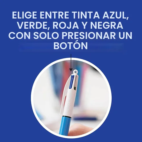 Vista 3 de BIC - Bolígrafo retráctil original de 4 colores con punta media de 1.0 mm, 3 unidades con tinta surtida
