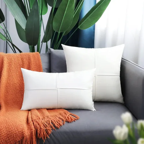Vista 90 de BRAWARM Fundas de Almohada Decorativas de Cuero Sintético 12 X 20 Pulgadas, Fundas de Almohada Lumbar de Cuero Naranja Paquete de 2, Almohadas
