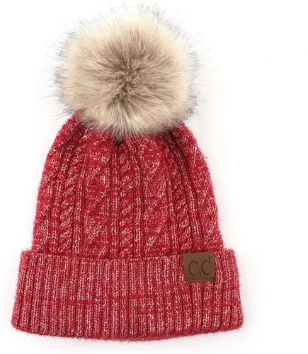 Vista 136 de Gorro unisex liso con pompón y ribete (HAT-43) de C.C Hatsandscarf Exclusives Marfil