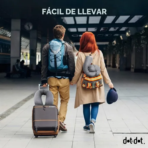 Vista 5 de Dot&Dot Almohada de viaje de espuma viscoelástica para aviones - Almohada de viaje para dormir - Almohada de avión para soporte de cuello, barbilla