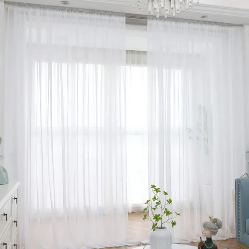 Vista 31 de L&TEC Cortinas traslúcidas para la ventana de color beige, 2 paneles de 48x45 pulgadas, con bolsillo básico para la barra de la cortina