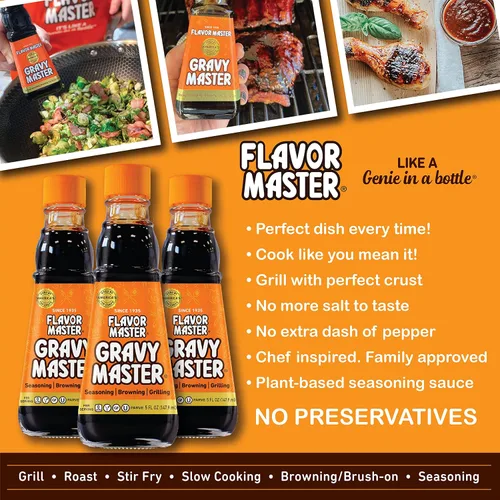 Vista 4 de Gravy Master: salsa para asar, condimentar y dorar, lista para usar, 1 botella (5 onzas líquidas), vegetariana, sin gluten, Kosher, Pareve