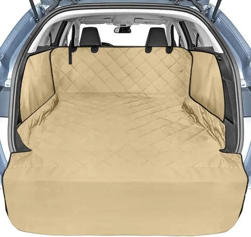 Vista 14 de Veckle SUV Cargo Liner para perros - Funda para maletero con protector de solapa para parachoques Waterproof Pet Cargo Cover with Side Flaps, Dog