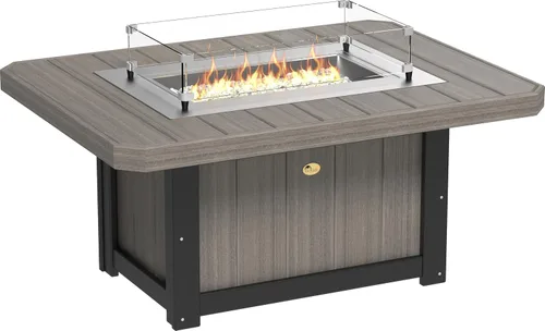 Vista 21 de LuxCraft Mesa rectangular de gas propano de 51 pulgadas para patio al aire libre con protector contra el viento de vidrio templado y cubierta