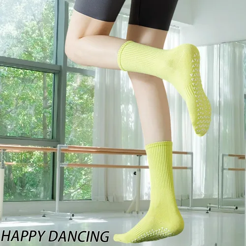 Vista 15 de Calcetines de agarre para mujer, calcetines de yoga para pilates, antideslizantes, barre danza, hospital, correr, lindo, de algodón, 3/4 pares