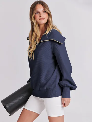 Vista 7 de ANRABESS Sudaderas con capucha para mujer, de gran tamaño, con cremallera de un cuarto, para adolescentes, niñas, ropa de moda Y2K