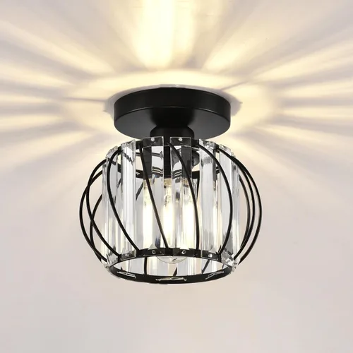 Vista 10 de Lámpara de Techo de Cristal - Araña de Cristal Negro para Cocina, Pasillo, Entrada, Balcón, Comedor, Sala de Estar, Bar, Casa de Campo