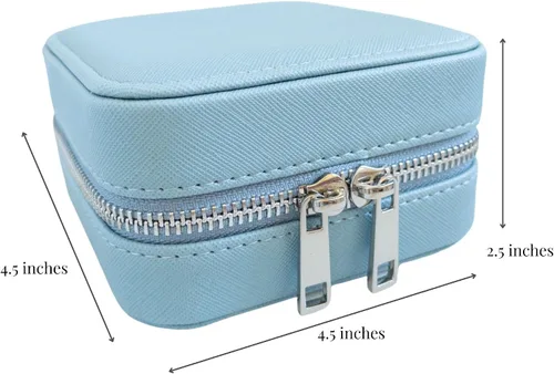 Vista 2 de Caja organizadora de joyas de viaje, joyero de viaje, pequeño joyero para mujer, estuche de viaje de joyería, caja organizadora de aretes con espejo