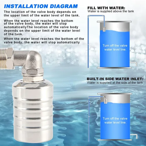 Vista 6 de Válvula de flotador de control de nivel de agua, válvula de flotador de control de nivel de agua totalmente automática de acero inoxidable 304