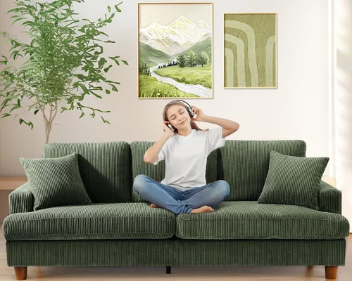 Vista 28 de Kidirect Silla de acento extragrande de 35.5 pulgadas, sillas de sala de montaje fácil, silla de lectura de pana para dormitorio, sillas de acento