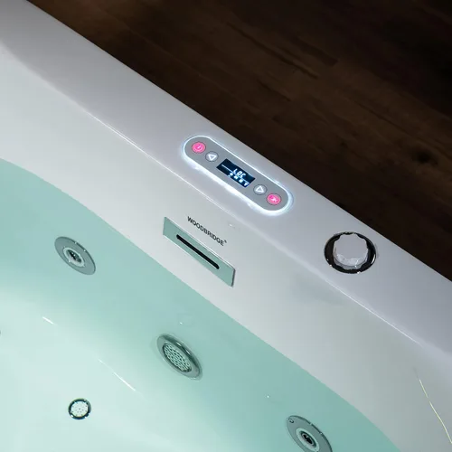 Vista 10 de WOODBRIDGE 59" × 31-1/2" Hidromasaje compacto y aire, bañera de remojo climatizada Whirlpool & Air Bubble Jets (16 Jets), Adjustable Air Blower