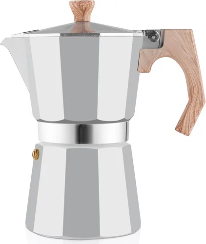 Vista 9 de wedrink Cafetera de Espresso de 3 Tazas para Estufa, Olla de Moka de Aluminio Percolador (150ml)