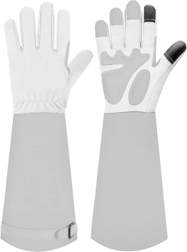 Vista 12 de Guantes largos de jardinería para mujeres/hombres, guantes de poda de rosas a prueba de espinas, guantelete resistente, el mejor regalo de jardín