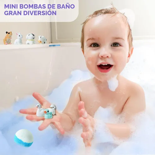 Vista 8 de Set de regalo de bomba de baño con juguetes en el interior, paquete de 20 bombas de baño orgánicas para niños, bolas gaseosas hechas a mano seguras