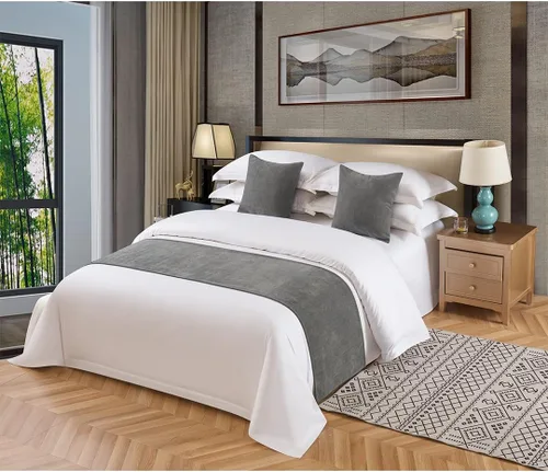 Vista 9 de Bufanda sólida para cama, camino de cama, bufanda de protección para hotel, casa de huéspedes, complejos turísticos, dormitorio