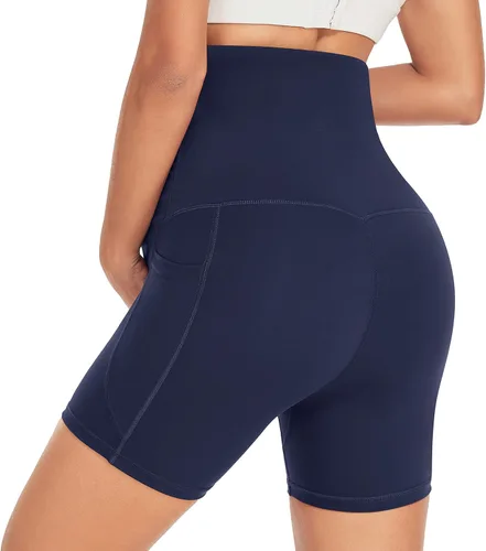 Vista 2 de DALIGIRL Pantalones cortos de maternidad sobre el vientre con bolsillos, pantalones cortos de yoga deportivos para mujer para el embarazo de verano