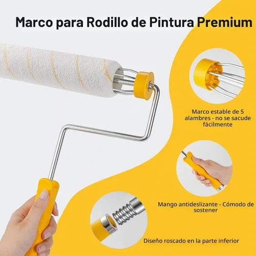 Vista 5 de Mister Rui Kit de rodillo de pintura con poste de extensión, kit de pintura