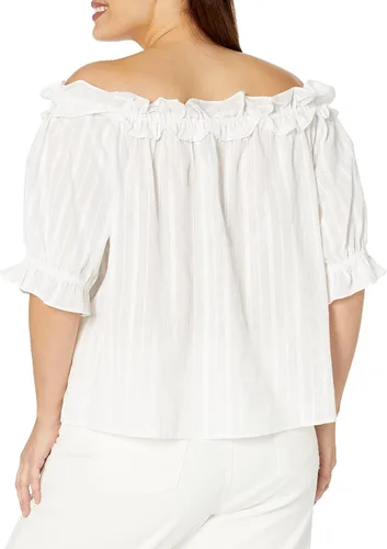 Vista 2 de Tommy Hilfiger Blusa con volantes y hombros descubiertos para mujer