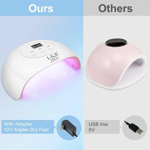 Vista 3 de Lámpara de uñas de gel UV para uñas con 4 temporizadores, lámpara de uñas LED UV profesional con sensor automático para esmalte de uñas de gel