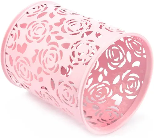 Vista 8 de Organizador de contenedores de escritorio con patrón de flores de rosas huecas, organizador de escritorio vibrante de 3.15 pulgadas para oficina