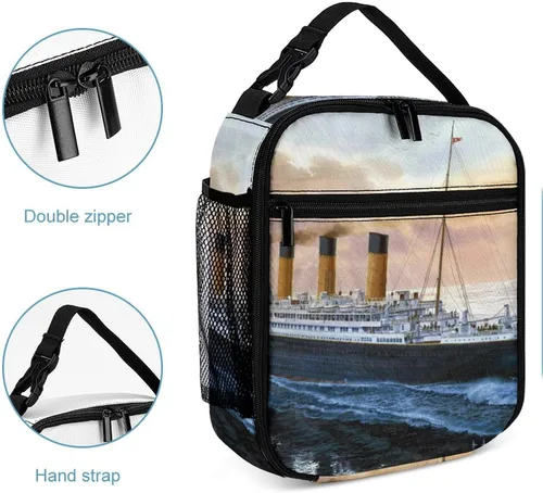 Vista 5 de Retro Titanic Famous Old Historic - Bolsa de almuerzo reutilizable con aislamiento térmico para hombres y mujeres