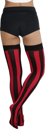Vista 2 de ToBeInStyle Medias anchas verticales a rayas altas hasta el muslo para mujer