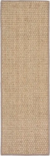 Vista 2 de SAFAVIEH Natural Fiber Collection NF114P - Alfombra de pasillo, 2 pies 6 pulgadas x 8 pies, natural y gris, hierba marina, patrón de tejido