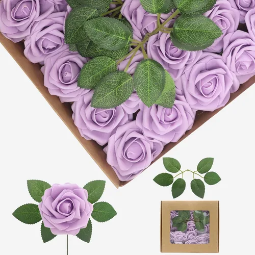 Vista 14 de Flores artificiales, rosas falsas de espuma de aspecto real, combo de flores artificiales de boda para ramos de boda, centros de mesa, arreglos