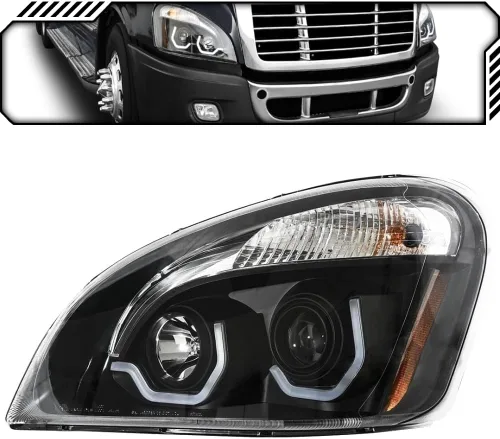 Vista 8 de EPIC LIGHTING Faros de Halógeno Estilo OE con Bisel Negro y Luz de Marcha LED Blanca, Ensamblaje de Reemplazo para FREIGHTLINER 08-17 CASCADIA