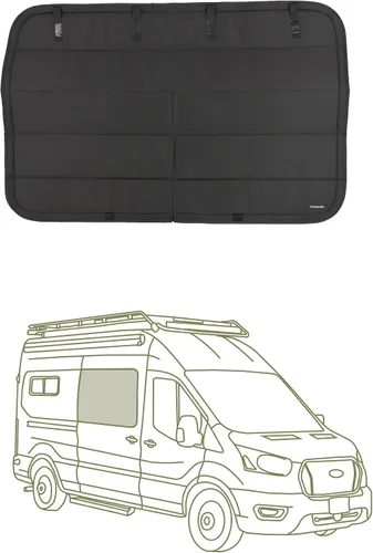 Vista 5 de Cubierta opaca aislante para ventana diseñada para Ford Transit alto/medio, borde de plástico completo de 130 pulgadas de longitud, ventana trasera