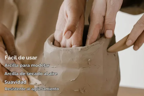 Vista 4 de ReArt Arcilla de modelado natural de secado al aire – 10 libras con 40 piezas de herramientas de escultura de cerámica, arcilla multiusos (gris)