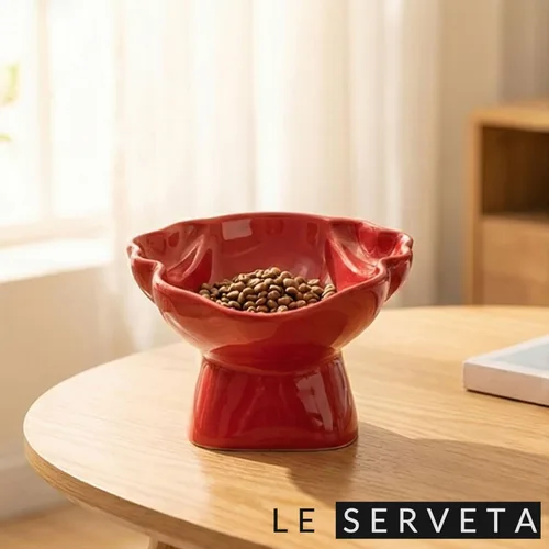 Vista 9 de Cuenco elevado de cerámica para mascotas, comedero lento elevado para gatos y perros, diseño decorativo para perritos de pie, base antideslizante