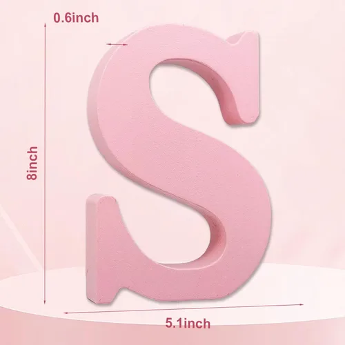 Vista 2 de AOCEAN Letras de madera rosa de 8 pulgadas, letras de madera sin terminar para decoración de pared, letras decorativas de pie, tablero