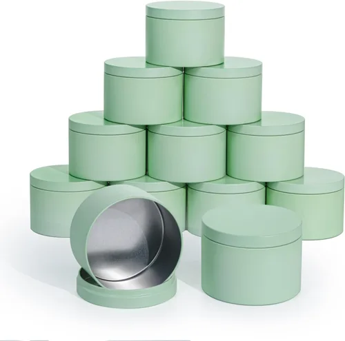 Vista 8 de Aroparc Latas para velas de 8 onzas con tapas, paquete de 24 tarros redondos de metal sin costuras, recipientes vacíos a granel para bricolaje Negro