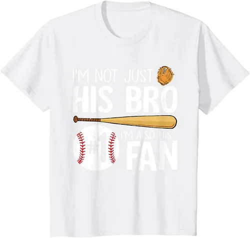 Vista 33 de Camiseta Baseball Brother I'm Not Just His Bro I'm His Number One Fan, Negro
